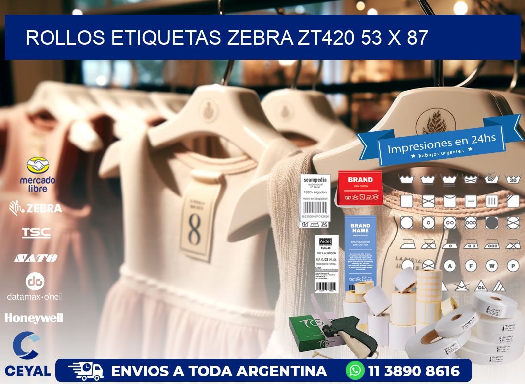 ROLLOS ETIQUETAS Zebra ZT420 53 x 87