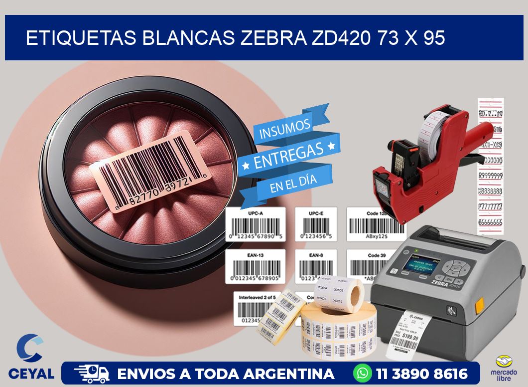 ETIQUETAS BLANCAS ZEBRA ZD420 73 x 95
