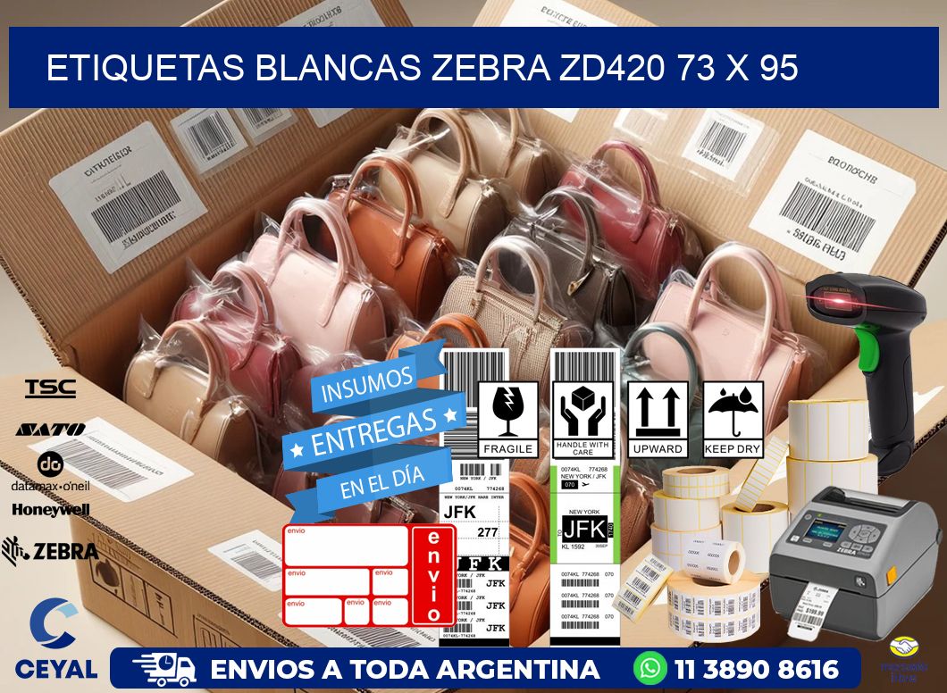 ETIQUETAS BLANCAS ZEBRA ZD420 73 x 95