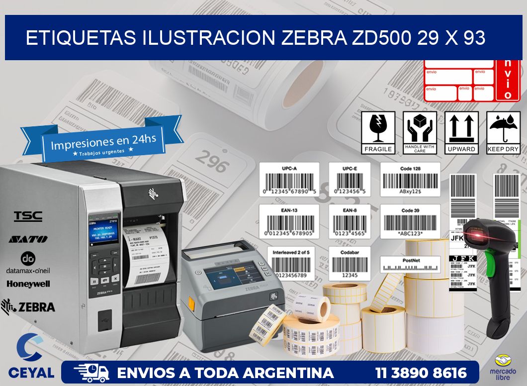 ETIQUETAS ILUSTRACION ZEBRA ZD500 29 x 93