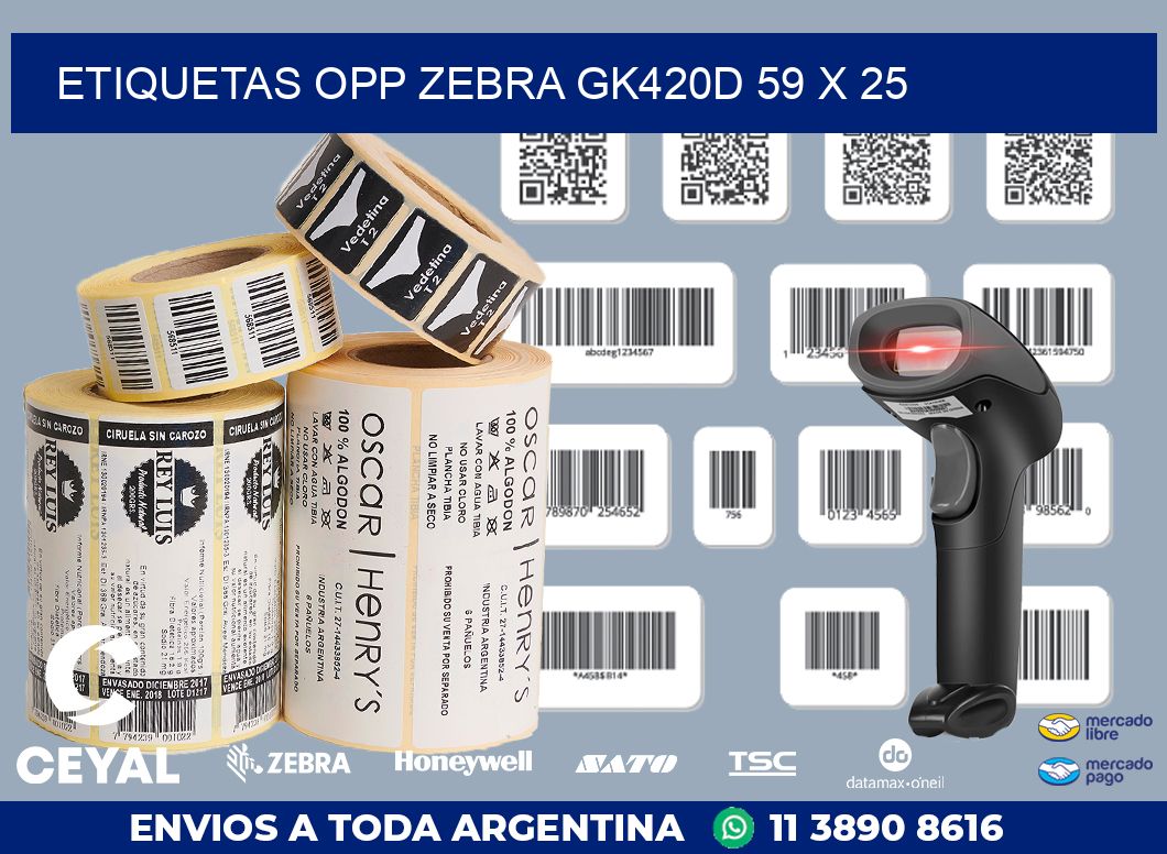 ETIQUETAS OPP ZEBRA GK420D 59 x 25