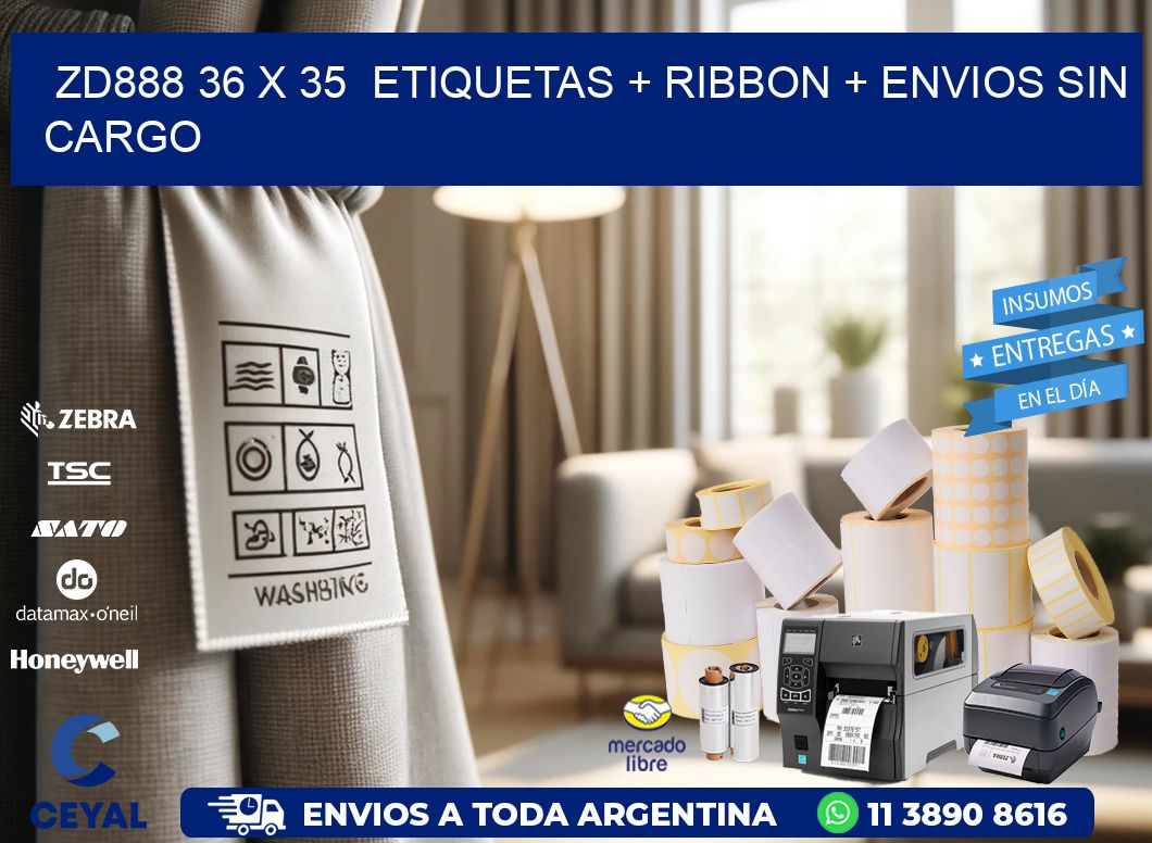 ZD888 36 x 35  etiquetas + ribbon + envios sin cargo