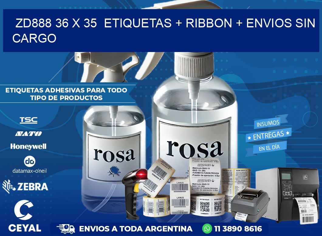 ZD888 36 x 35  etiquetas + ribbon + envios sin cargo