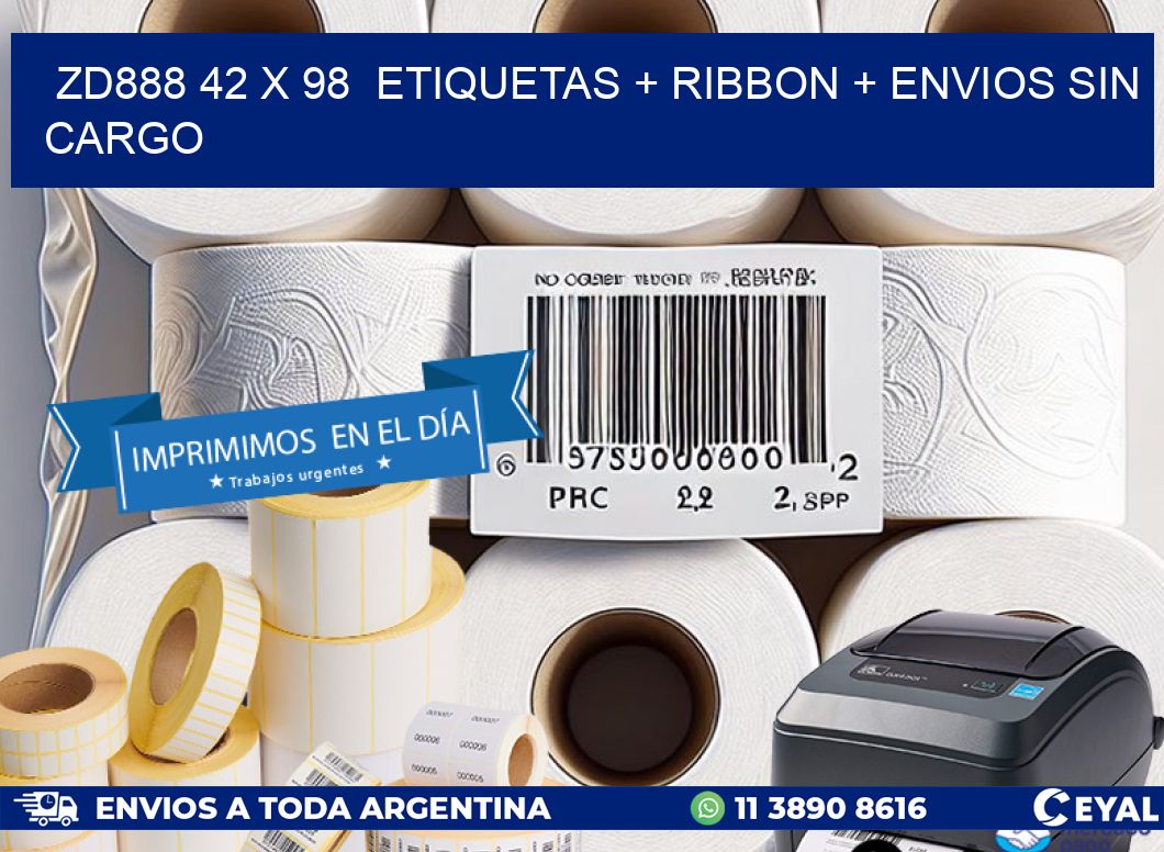 ZD888 42 x 98  etiquetas + ribbon + envios sin cargo