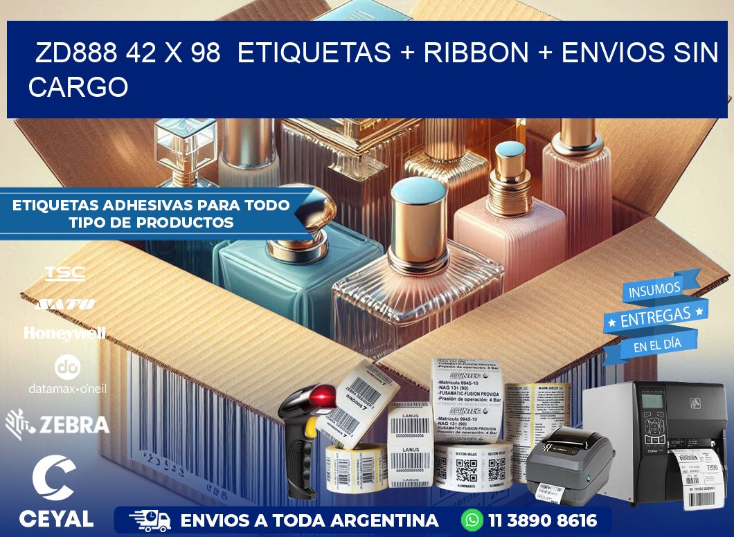 ZD888 42 x 98  etiquetas + ribbon + envios sin cargo