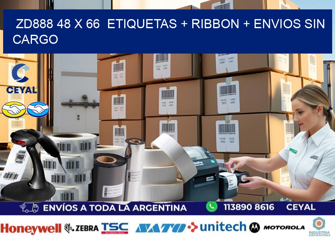 ZD888 48 x 66  etiquetas + ribbon + envios sin cargo