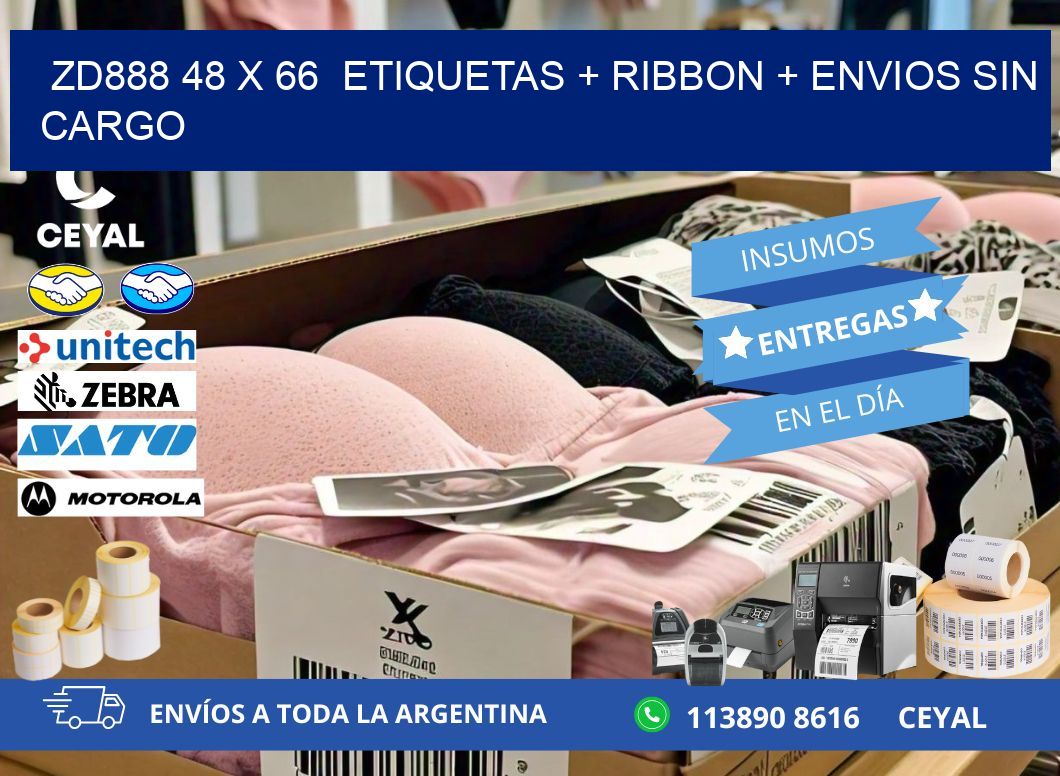 ZD888 48 x 66  etiquetas + ribbon + envios sin cargo
