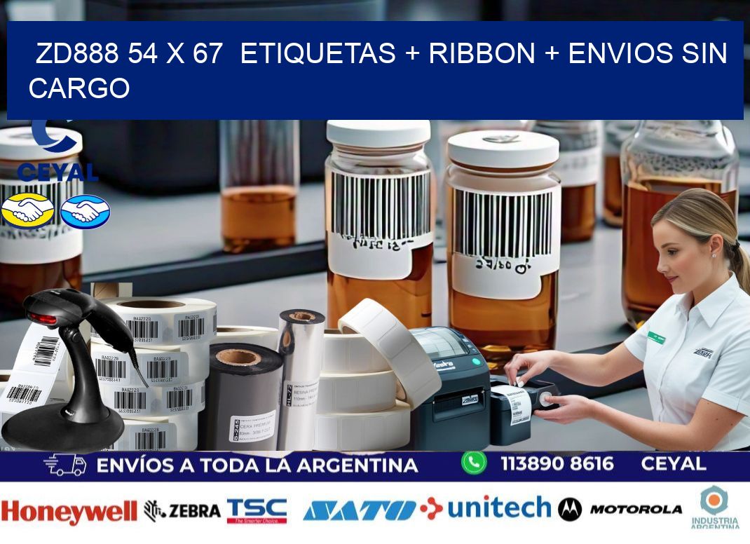 ZD888 54 x 67  etiquetas + ribbon + envios sin cargo