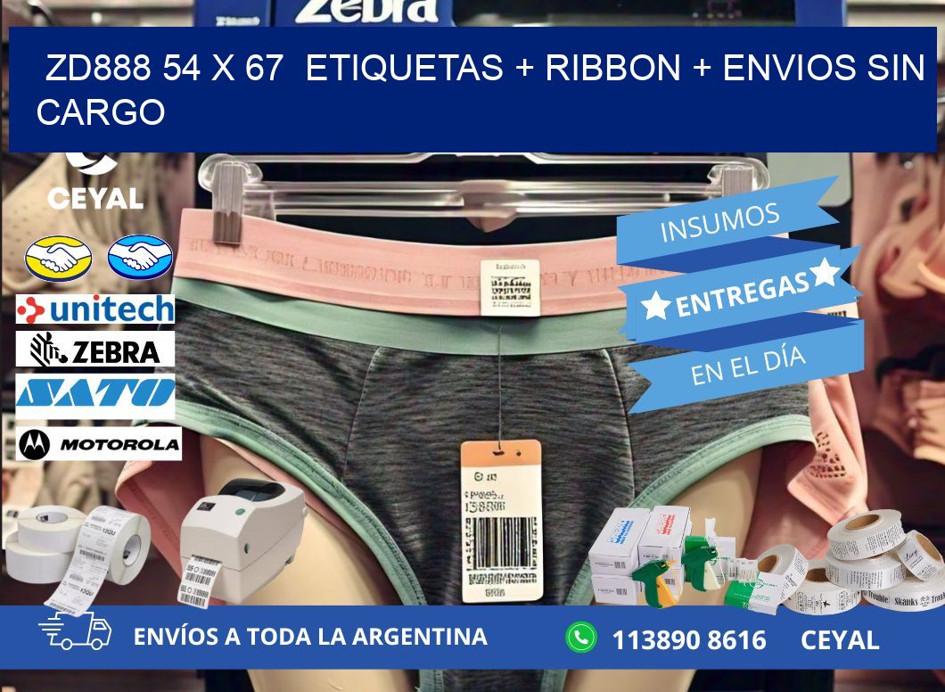ZD888 54 x 67  etiquetas + ribbon + envios sin cargo