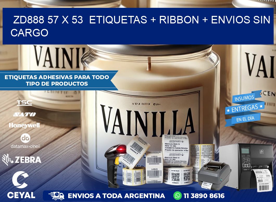 ZD888 57 x 53  etiquetas + ribbon + envios sin cargo