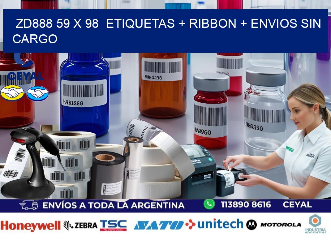 ZD888 59 x 98  etiquetas + ribbon + envios sin cargo