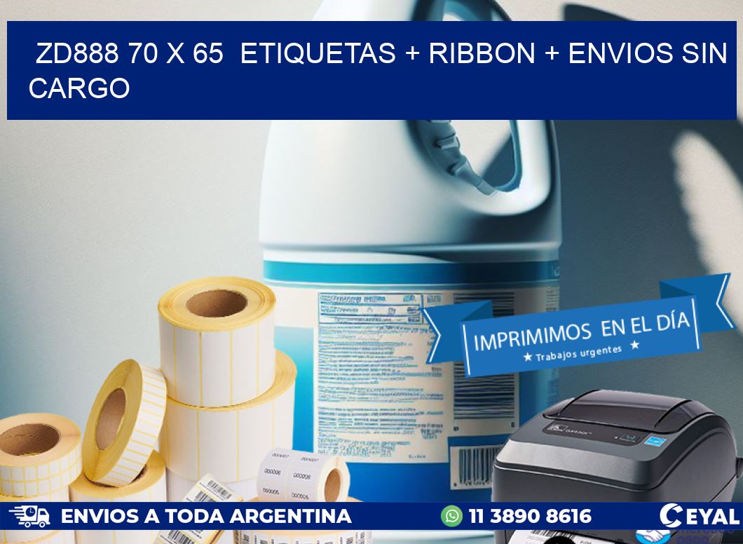 ZD888 70 x 65  etiquetas + ribbon + envios sin cargo