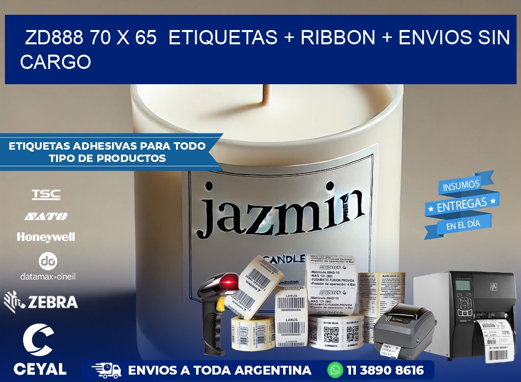 ZD888 70 x 65  etiquetas + ribbon + envios sin cargo