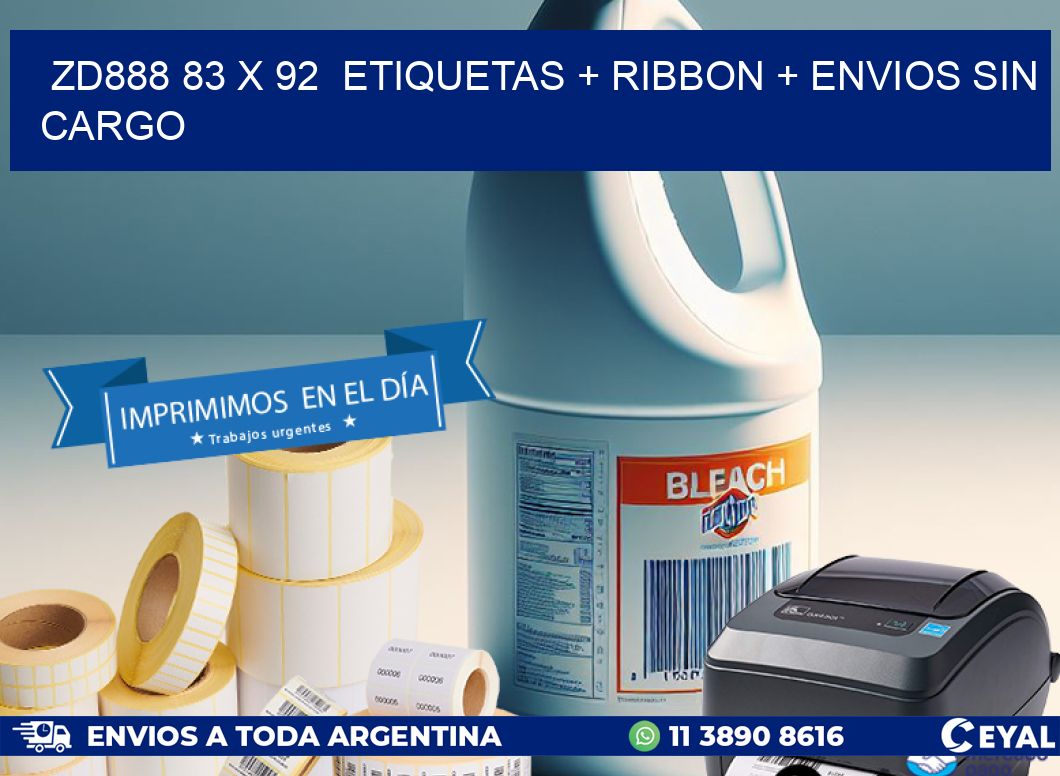 ZD888 83 x 92  etiquetas + ribbon + envios sin cargo