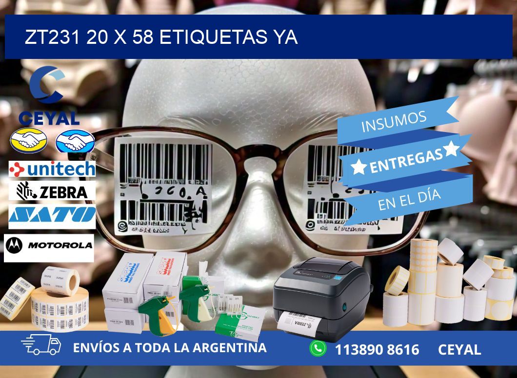 ZT231 20 x 58 ETIQUETAS YA