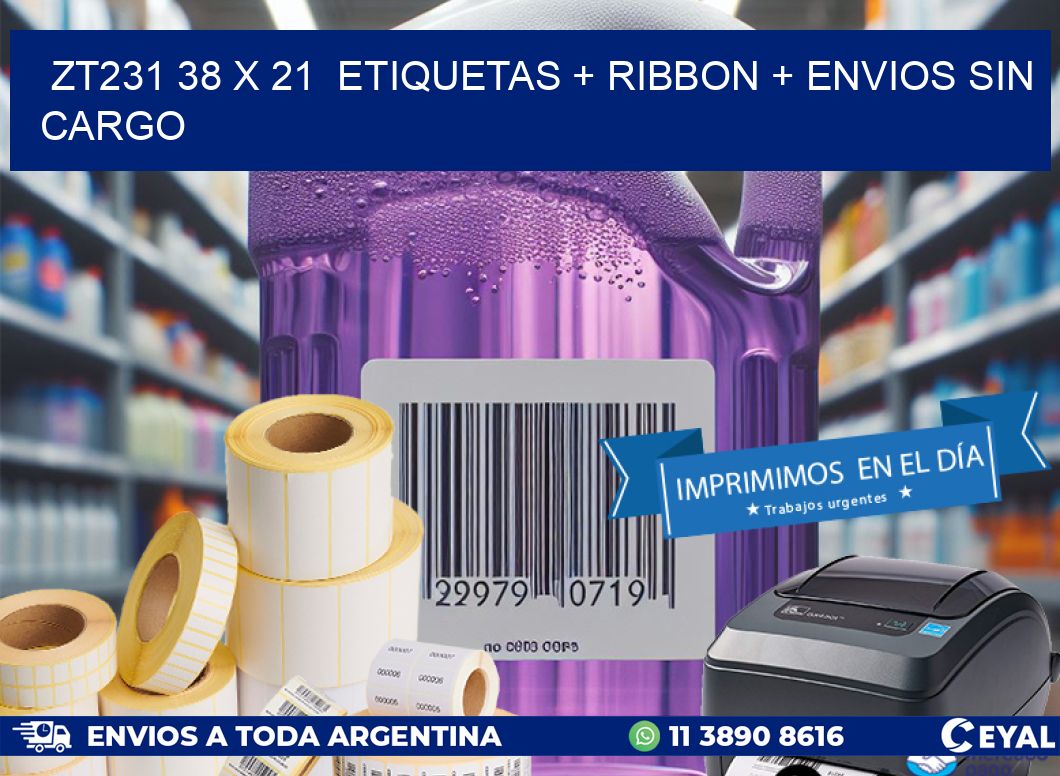 ZT231 38 x 21  etiquetas + ribbon + envios sin cargo