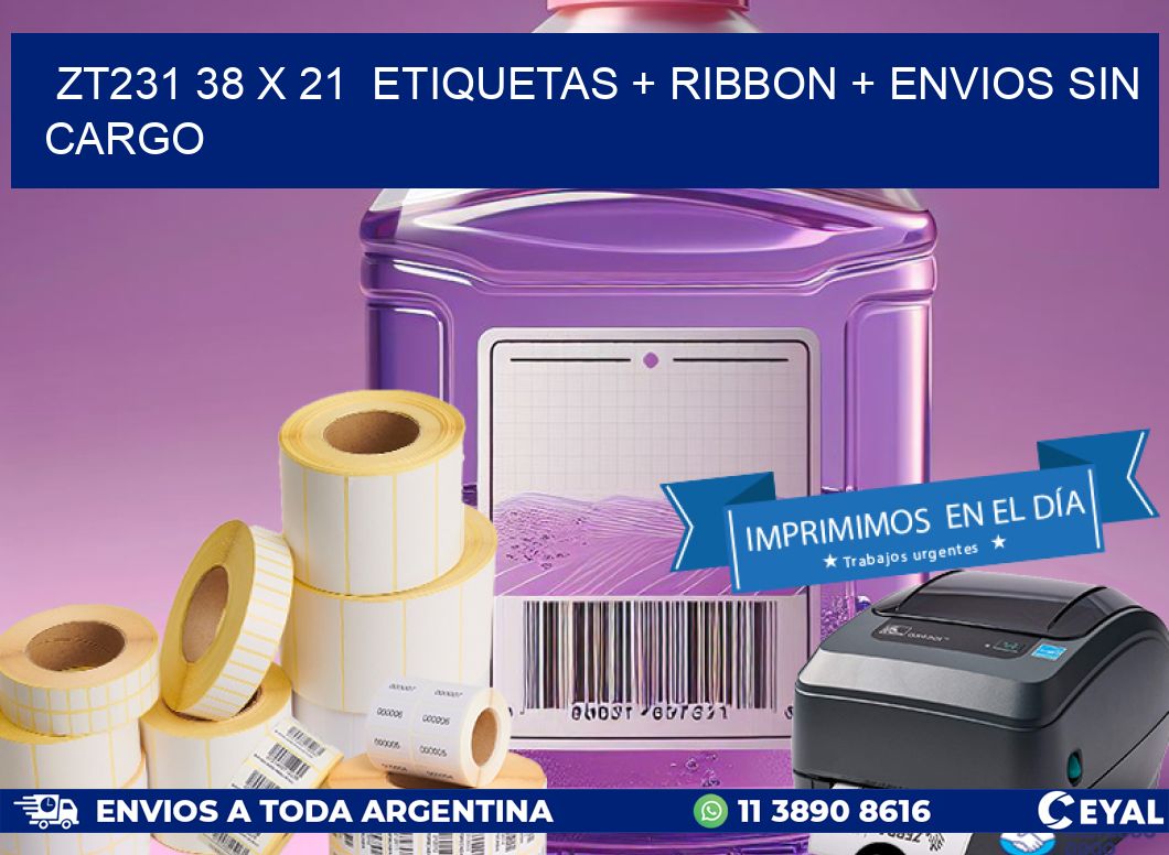 ZT231 38 x 21  etiquetas + ribbon + envios sin cargo