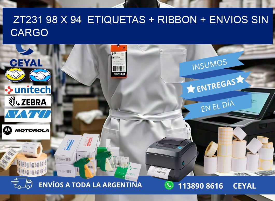 ZT231 98 x 94  etiquetas + ribbon + envios sin cargo