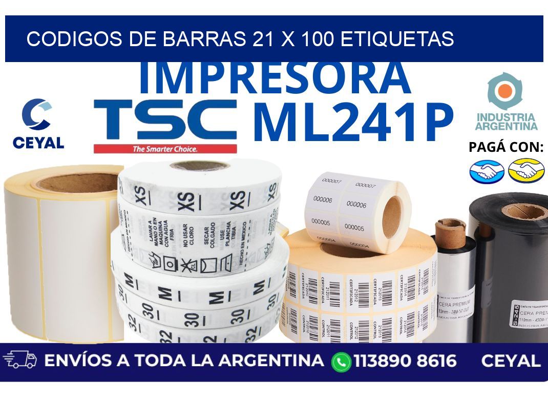 codigos de barras 21 x 100 etiquetas