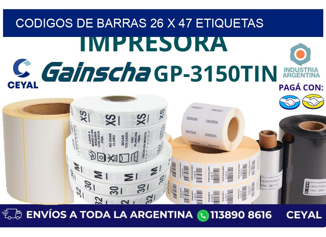 codigos de barras 26 x 47 etiquetas