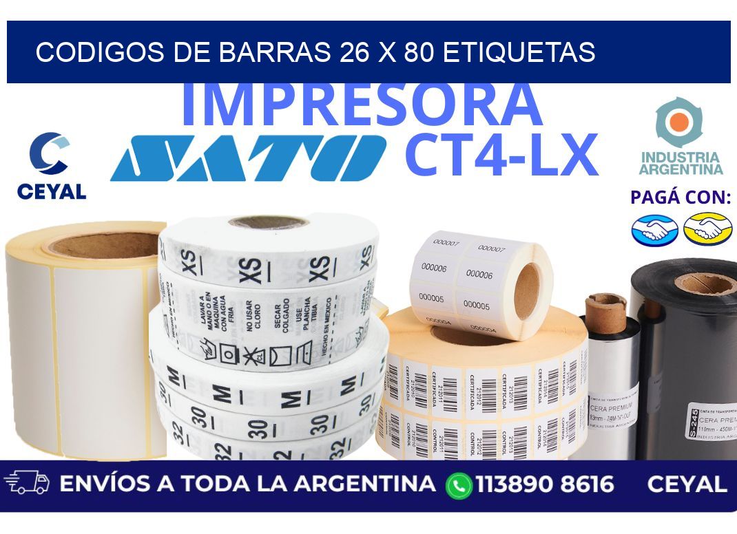 codigos de barras 26 x 80 etiquetas