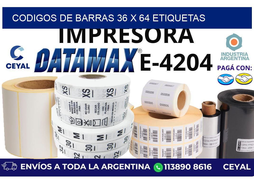 codigos de barras 36 x 64 etiquetas
