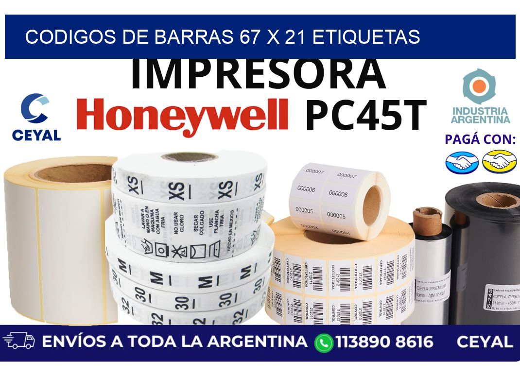 codigos de barras 67 x 21 etiquetas