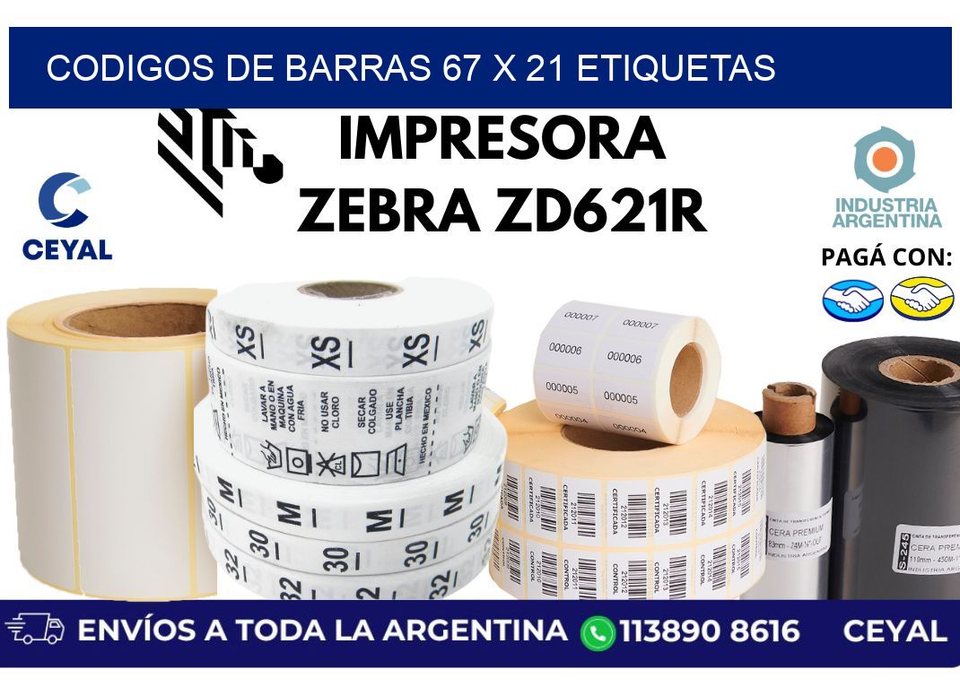 codigos de barras 67 x 21 etiquetas