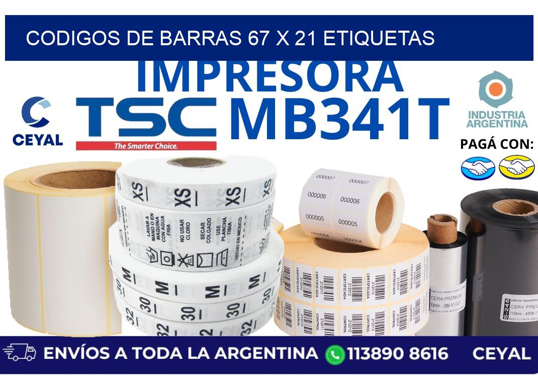 codigos de barras 67 x 21 etiquetas