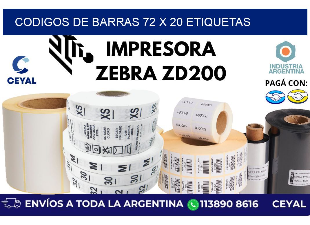 codigos de barras 72 x 20 etiquetas