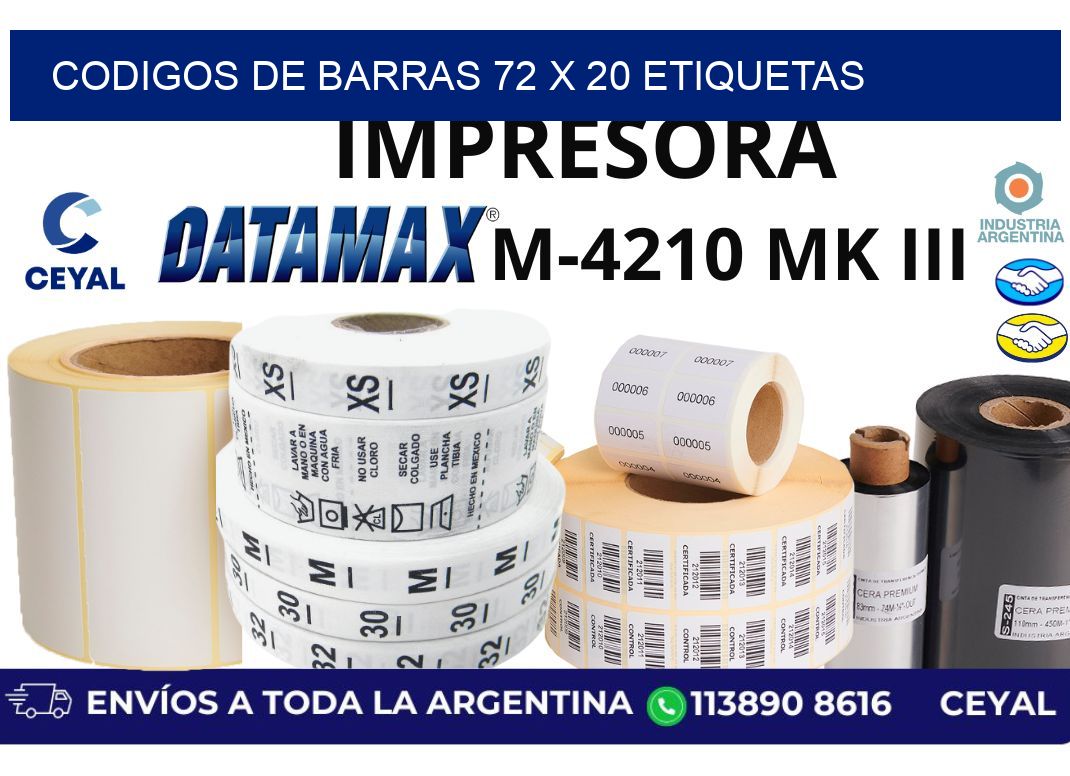 codigos de barras 72 x 20 etiquetas
