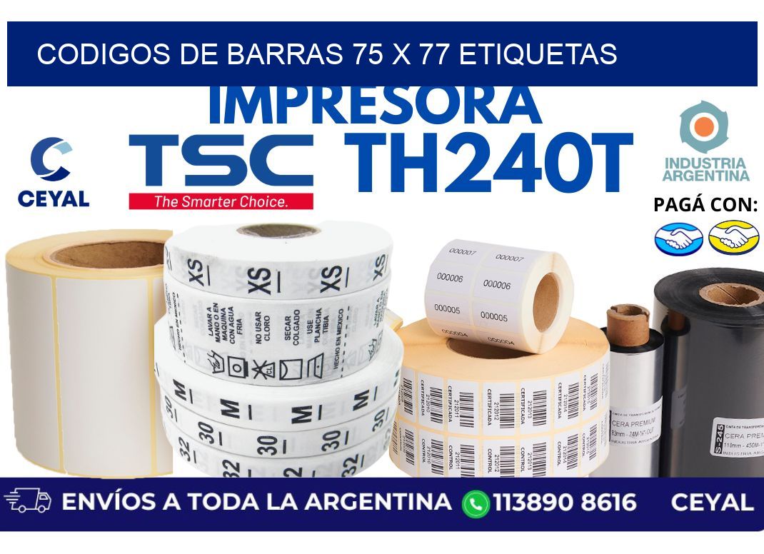 codigos de barras 75 x 77 etiquetas