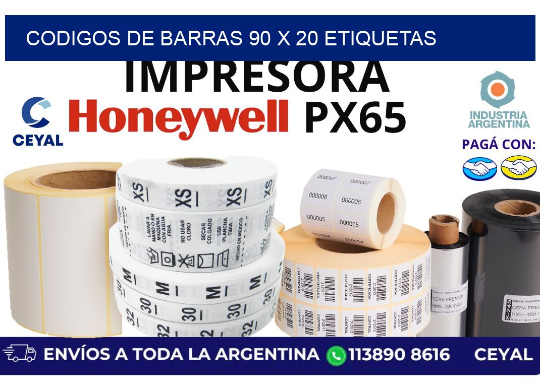 codigos de barras 90 x 20 etiquetas
