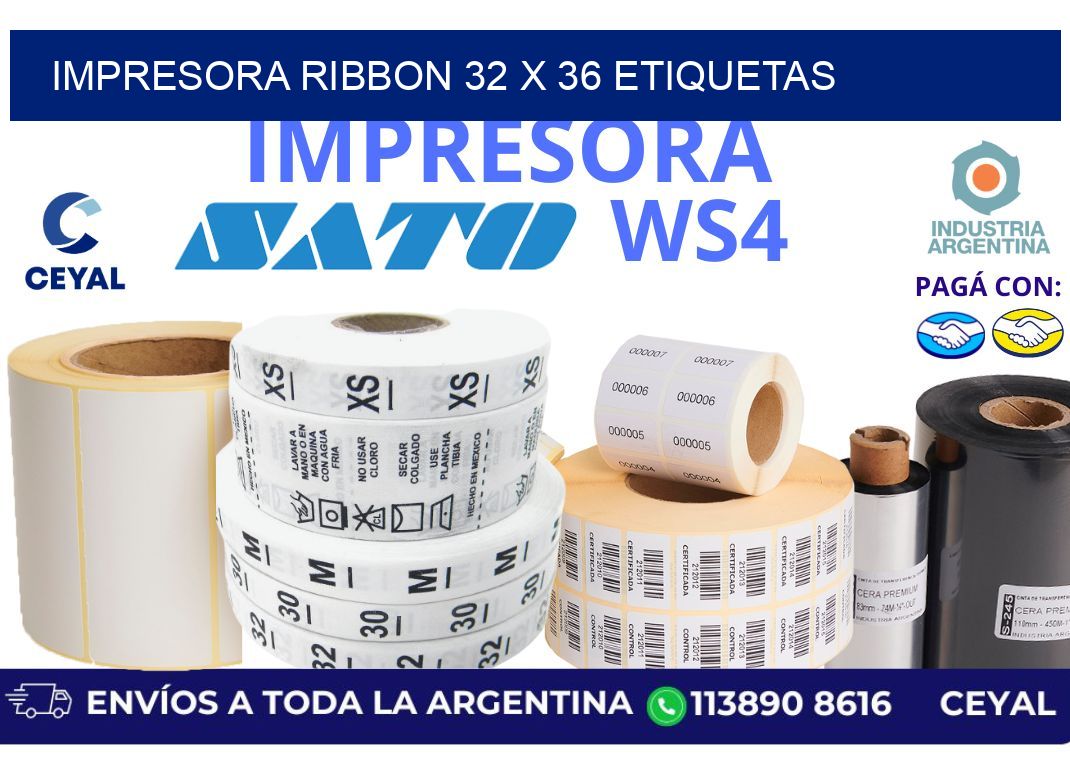 impresora ribbon 32 x 36 etiquetas