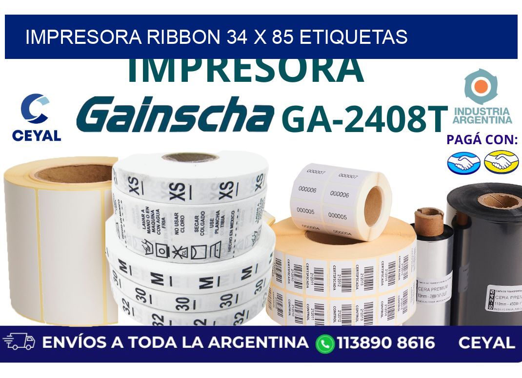 impresora ribbon 34 x 85 etiquetas