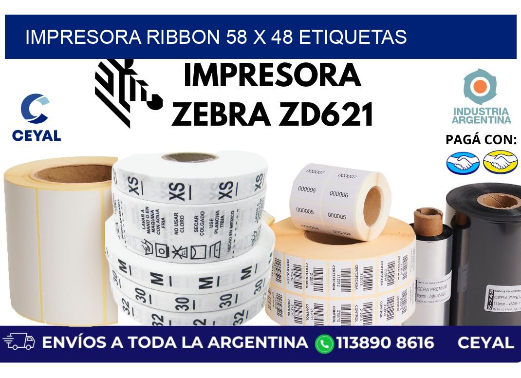impresora ribbon 58 x 48 etiquetas