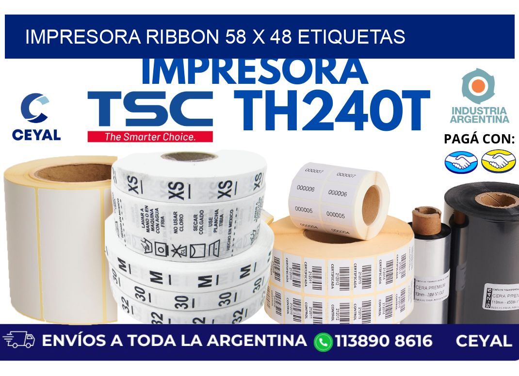 impresora ribbon 58 x 48 etiquetas