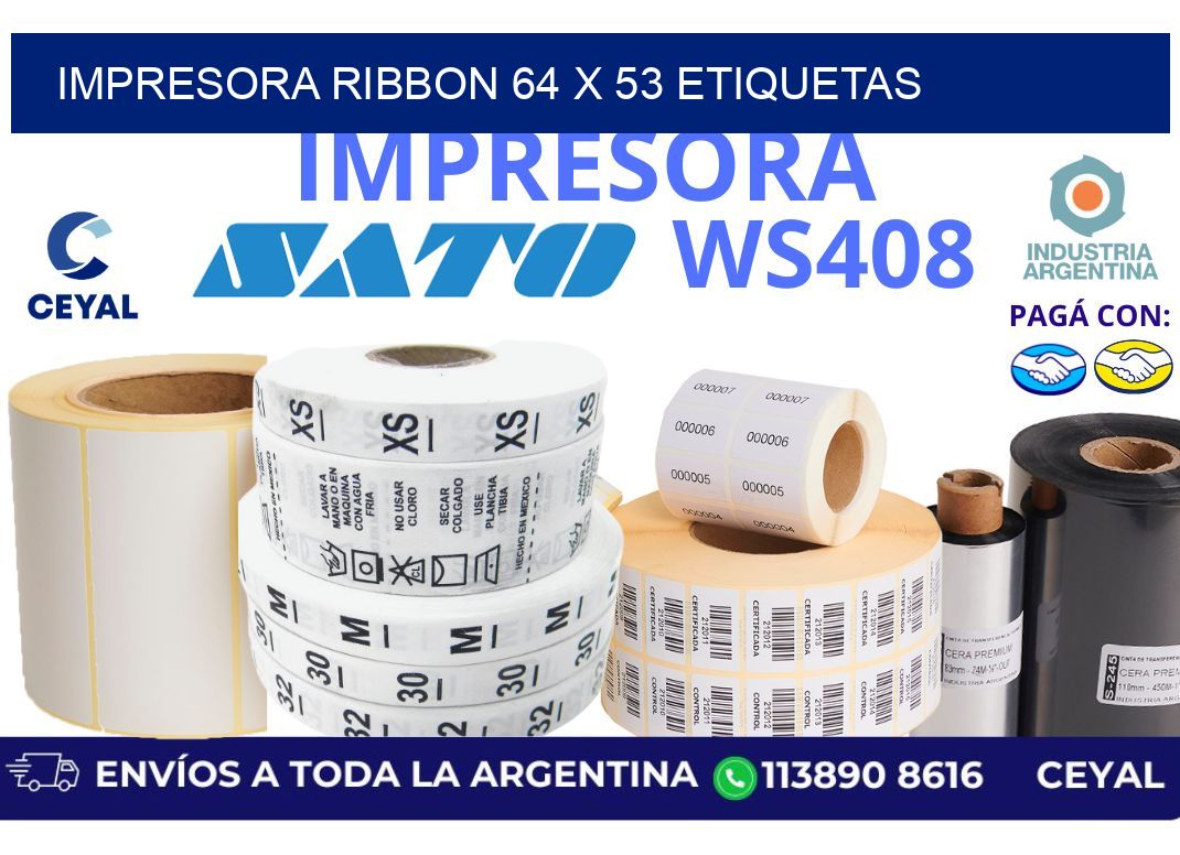 impresora ribbon 64 x 53 etiquetas