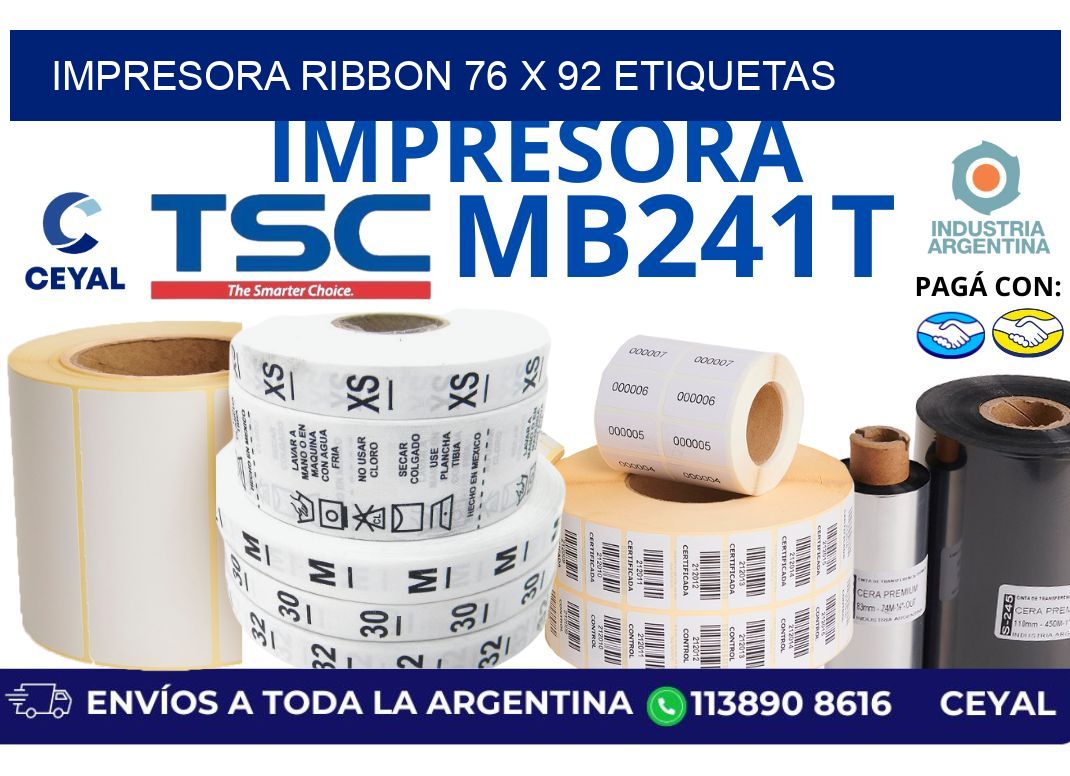 impresora ribbon 76 x 92 etiquetas