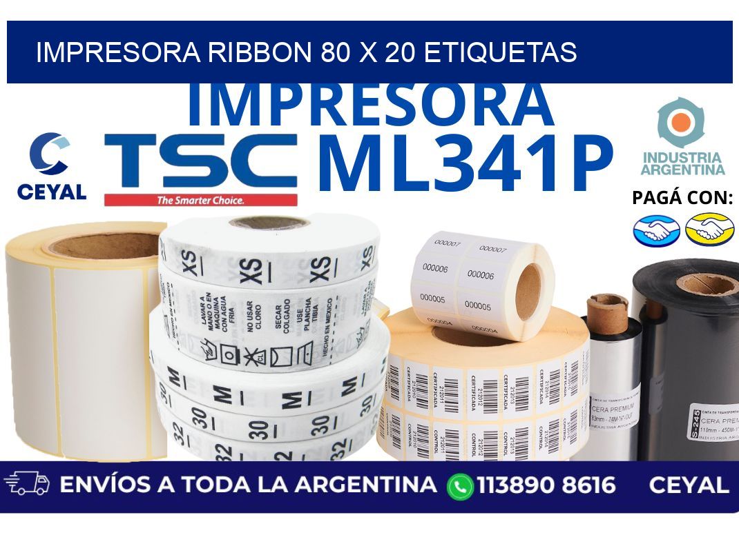 impresora ribbon 80 x 20 etiquetas