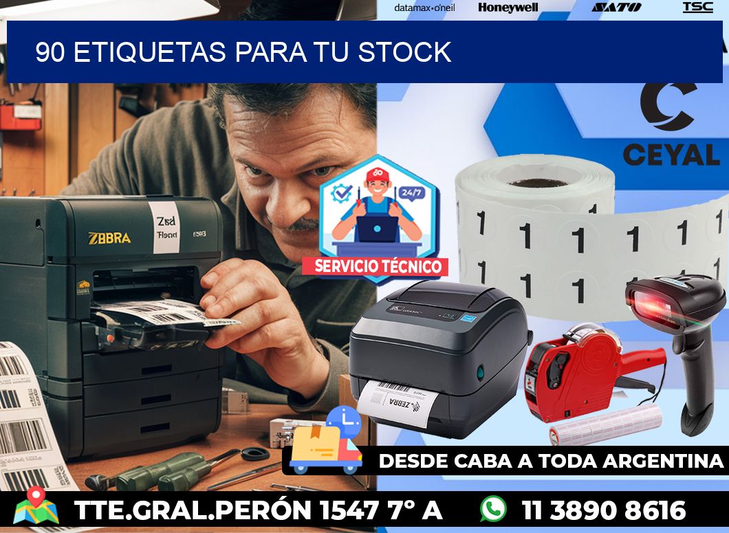 90 etiquetas para tu stock