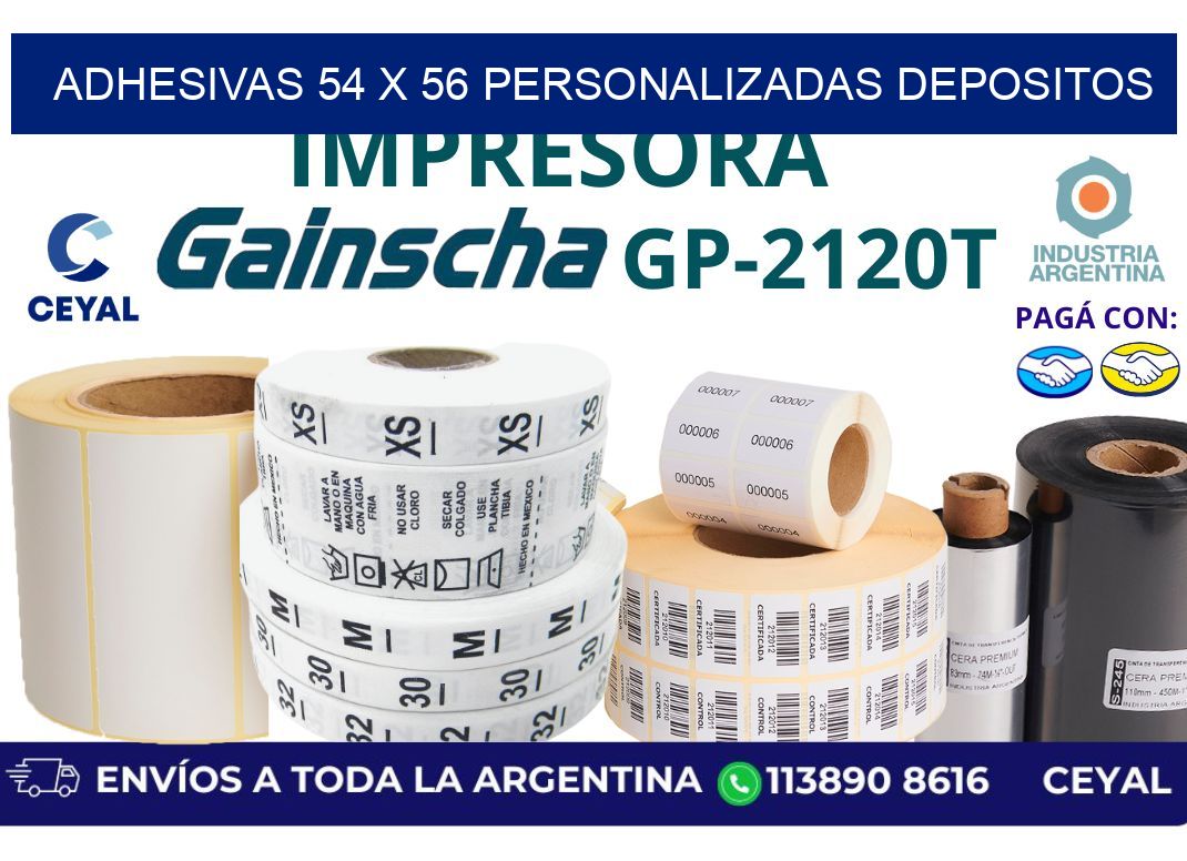 adhesivas 54 x 56 personalizadas depositos