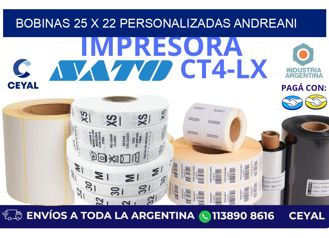 bobinas 25 x 22 personalizadas andreani
