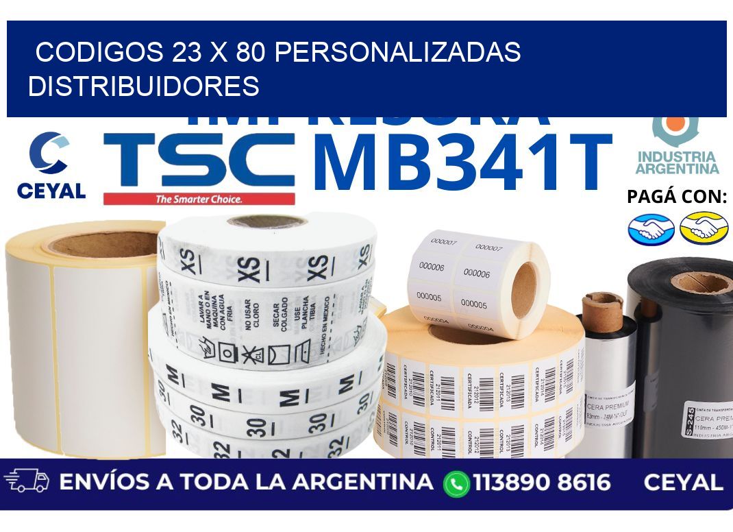 codigos 23 x 80 personalizadas distribuidores