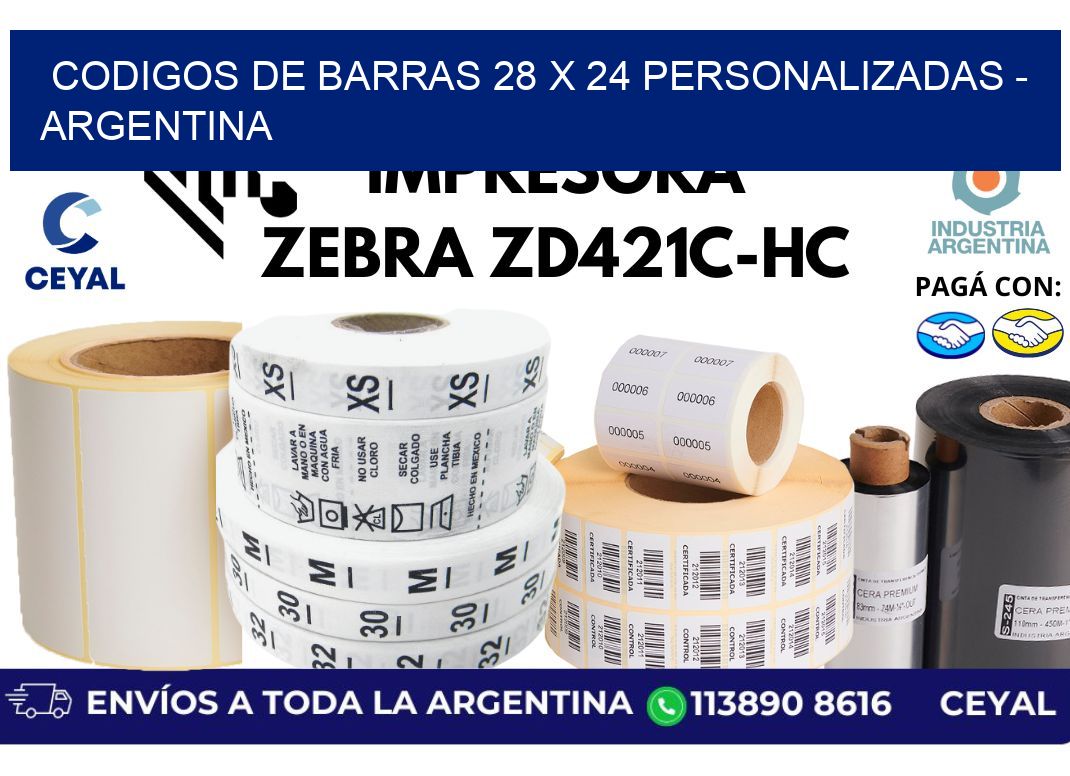 codigos de barras 28 x 24 personalizadas - Argentina