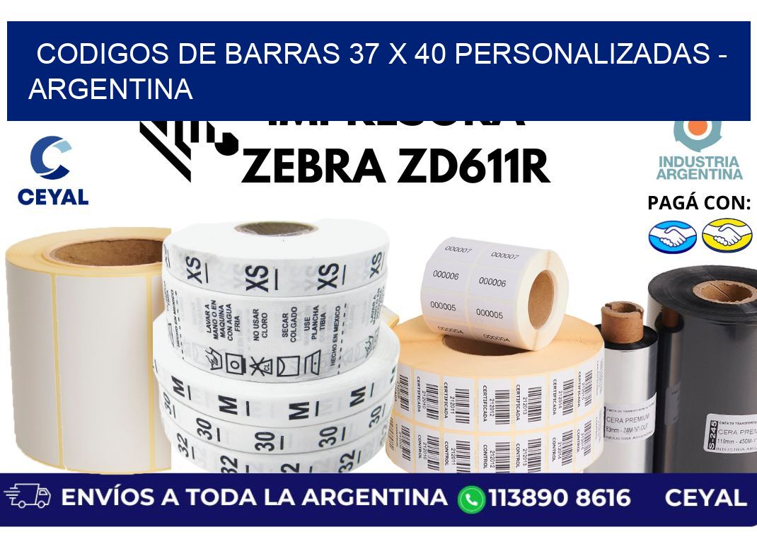 codigos de barras 37 x 40 personalizadas - Argentina