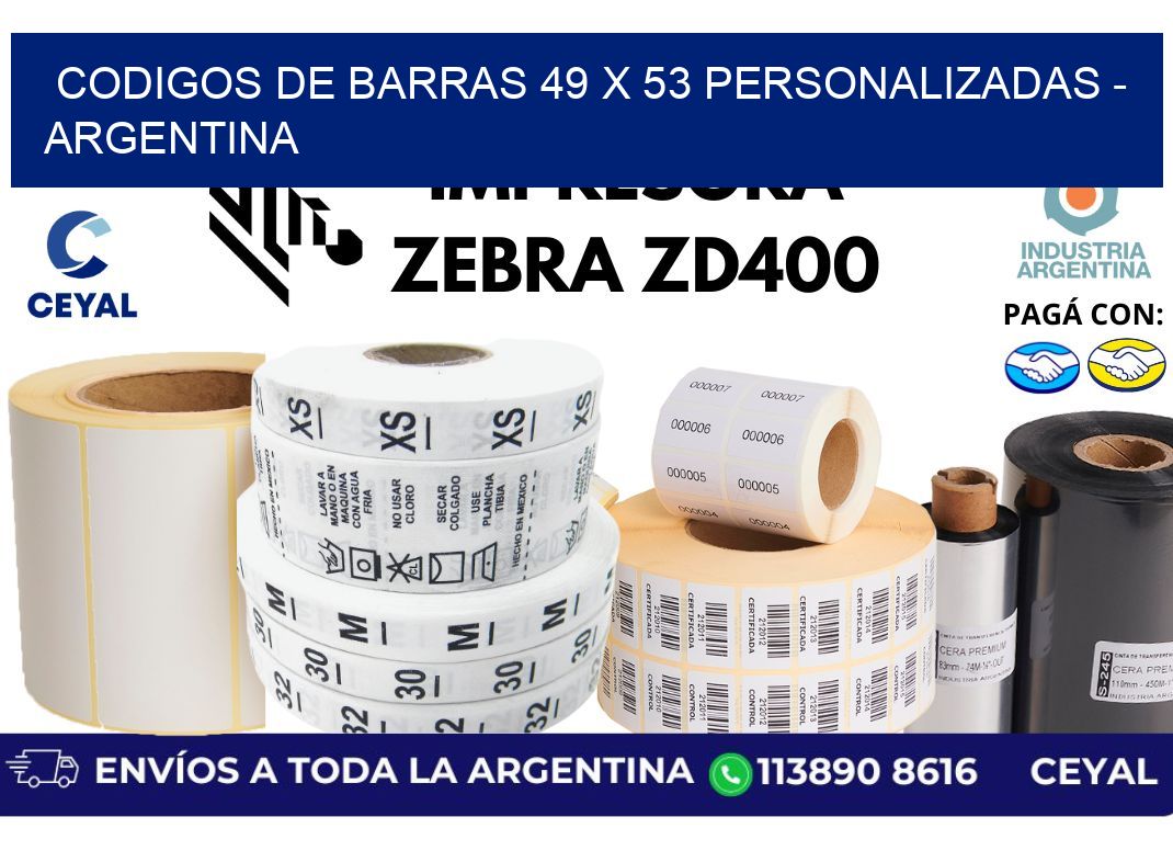 codigos de barras 49 x 53 personalizadas - Argentina