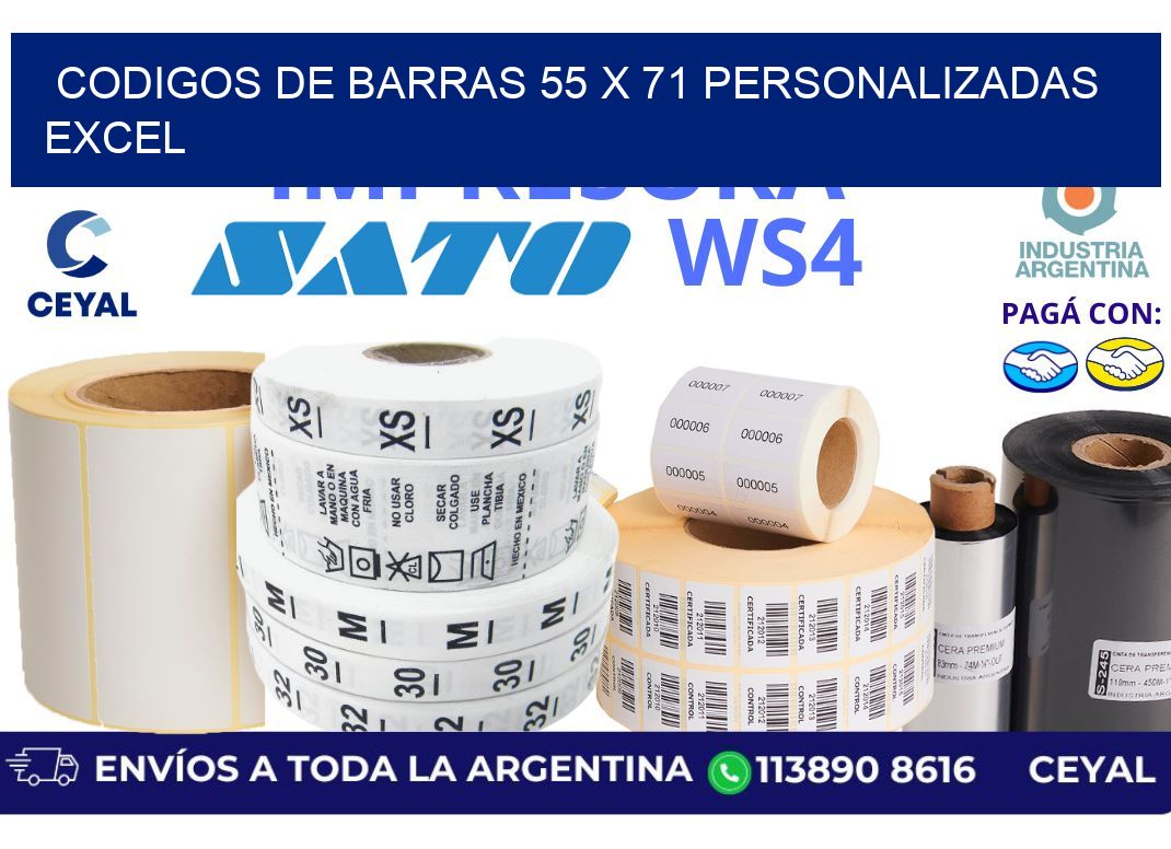 codigos de barras 55 x 71 personalizadas excel