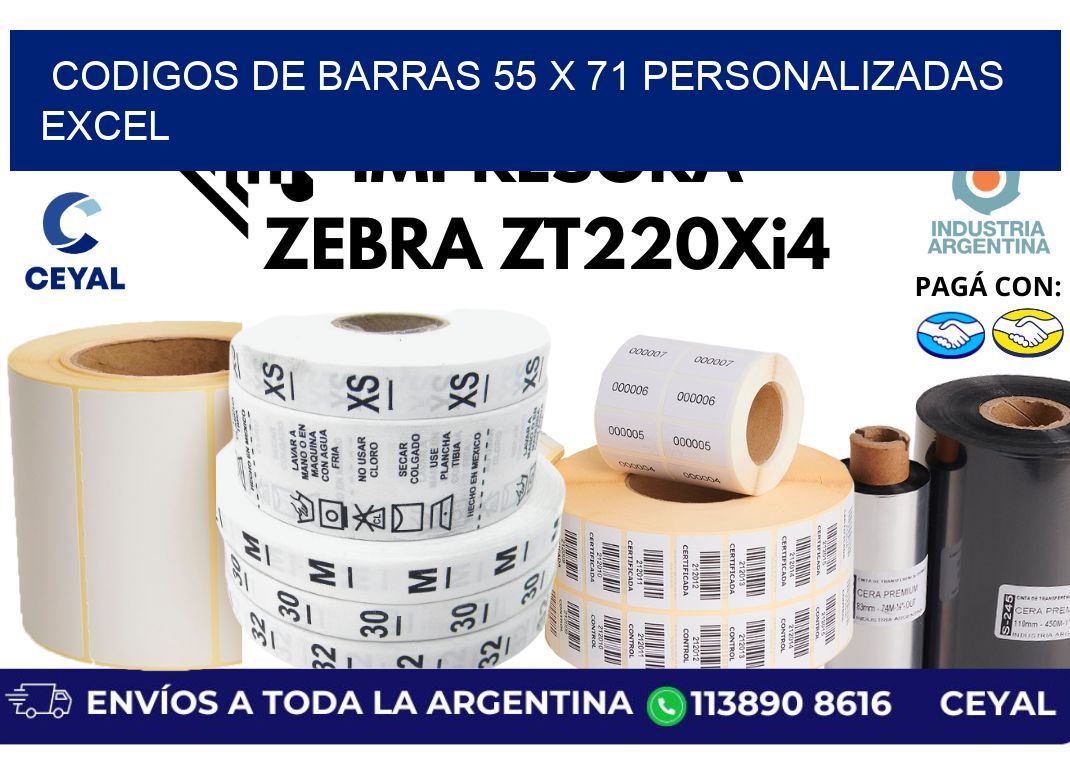 codigos de barras 55 x 71 personalizadas excel