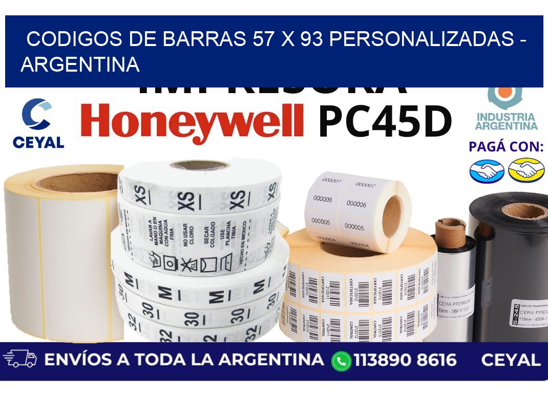 codigos de barras 57 x 93 personalizadas - Argentina